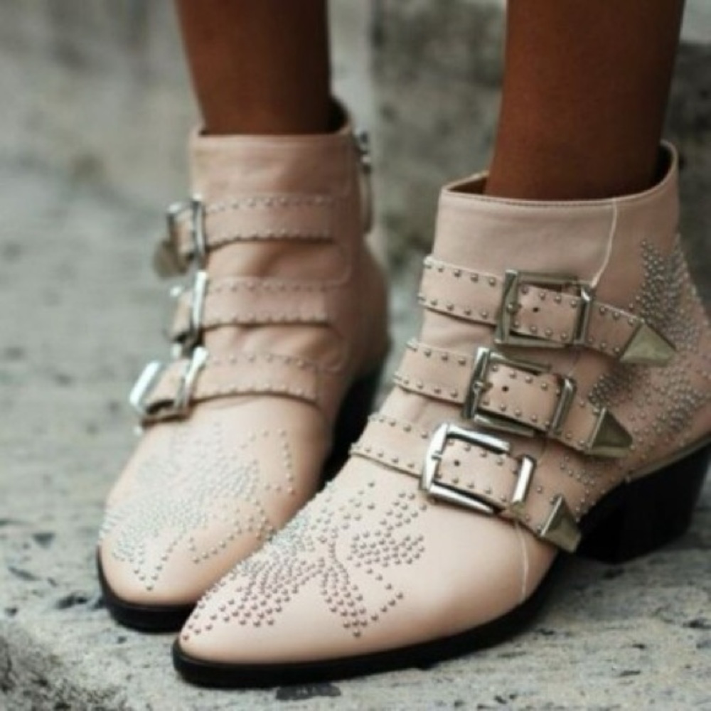 Chloe Susanna Boots Studded Cipria Nude Ankle Boots
